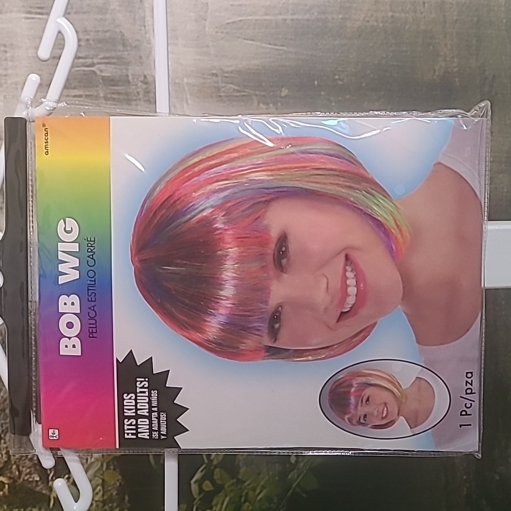 New in packaging! Rainbow Bob wig fits kids & adults Halloween Party costume